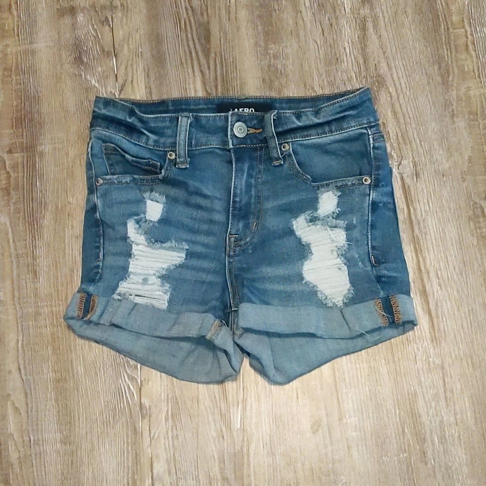 Aero High Rise Midi short shorts Sz 0 NWOT